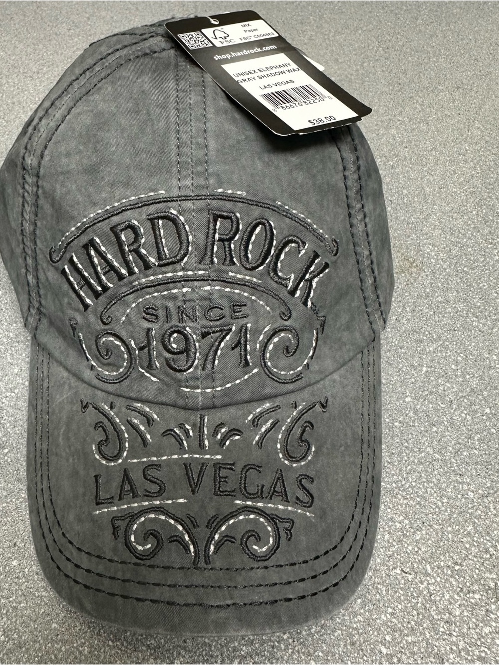 NWT Hard Rock Cafe Las Vegas Gray Shadow Wax Hat Unisex